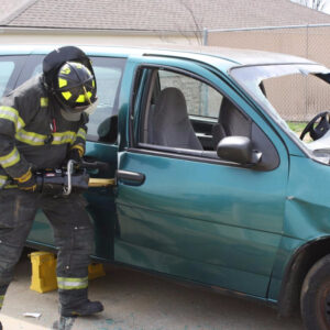 Using the jaws of life to open a car door