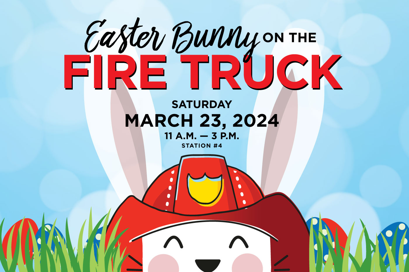Easter Bunny On The Fire Truck