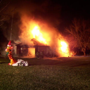 residential fire at night